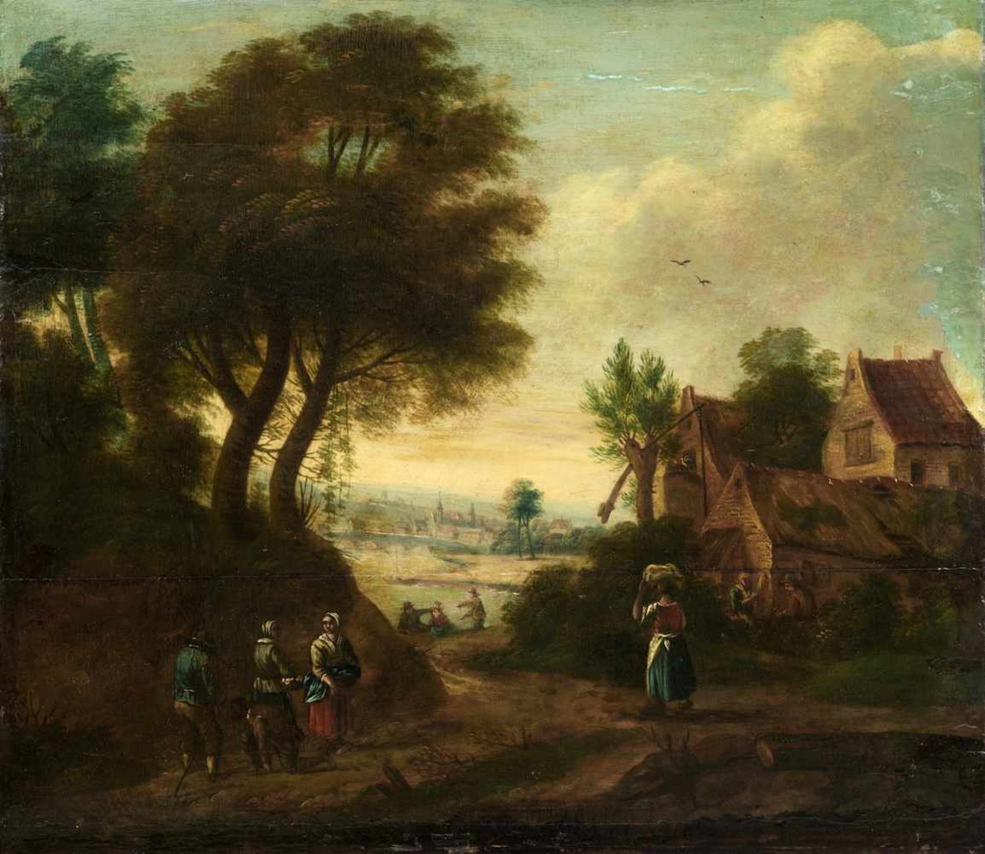 SIBERECHTS Jan (suiveur de), école FLAMANDE du début du XVIIIème siècle [FL].Paysage à la ferme,