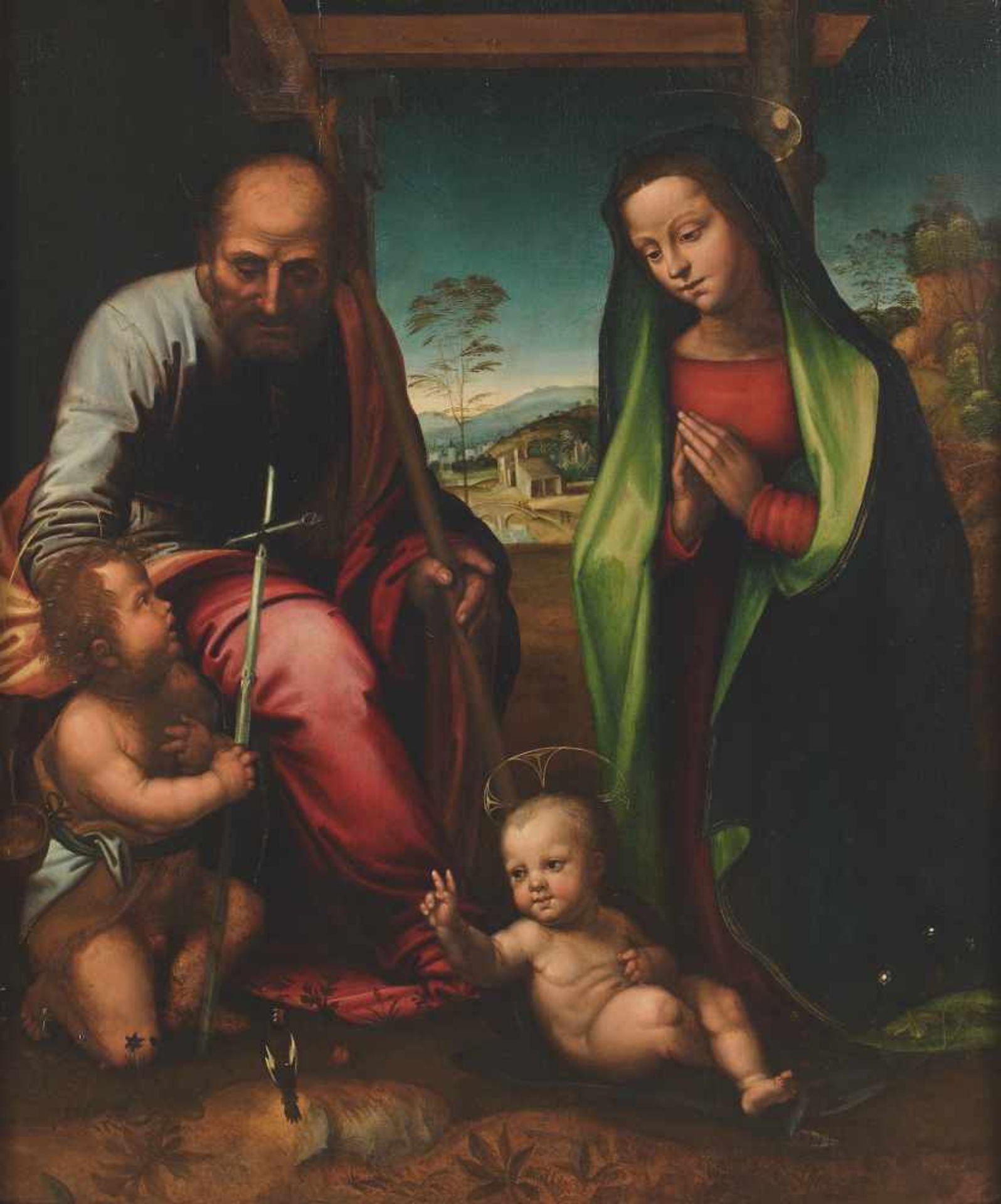 ALBERTINELLI Mariotto, Florence 1474 - 1515 [IT].La Sainte Famille avec le jeune saint Jean