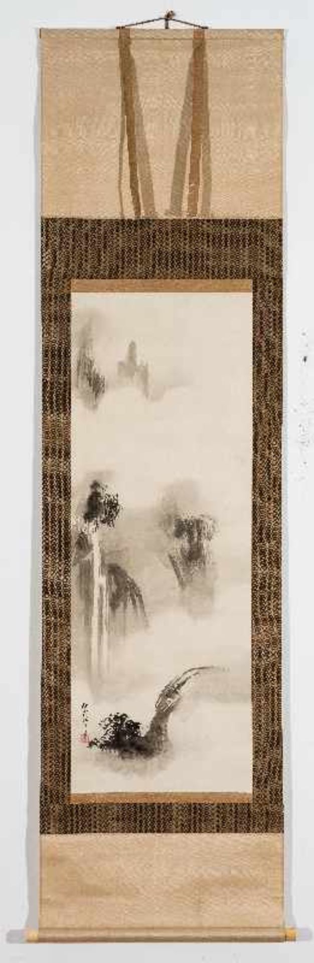 KANO ISENIN NAGANOBU (1775 - 1828): HOHE FELSLANDSCHAFT Paar Malereien mit Tusche auf Papier. Japan, - Image 5 of 7