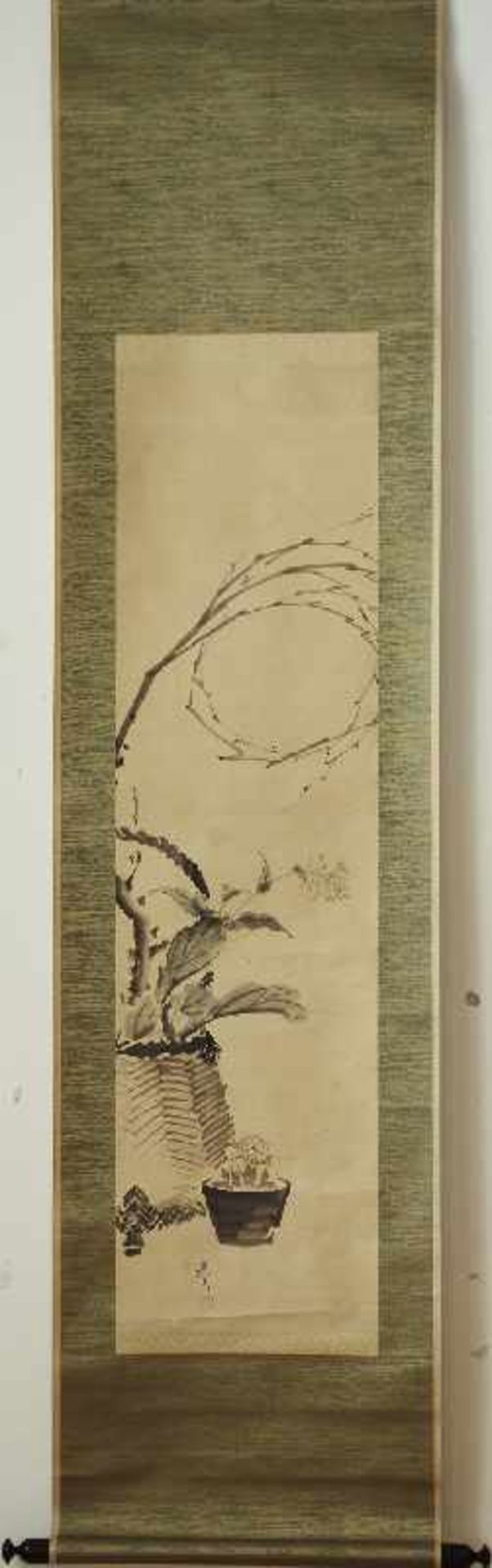 Shibata Zeshin: Blumenkorb und Kaktus Tusche und leichte Farben auf Papier. Jikusaki aus poliertem - Image 2 of 3