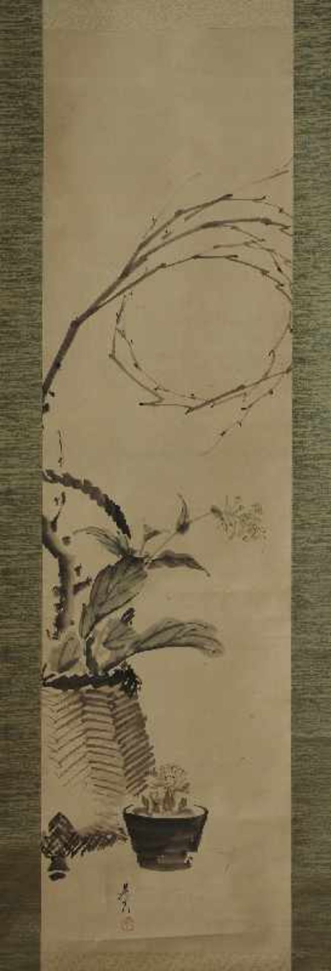 Shibata Zeshin: Blumenkorb und Kaktus Tusche und leichte Farben auf Papier. Jikusaki aus poliertem