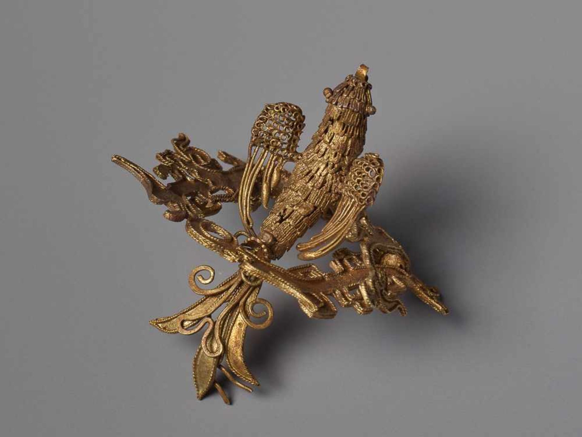 PHÖNIX AUF STANGE Gold, China. Qing (1644 – 1911), möglicherweise älterDer Wundervogel, der zu den - Image 2 of 4