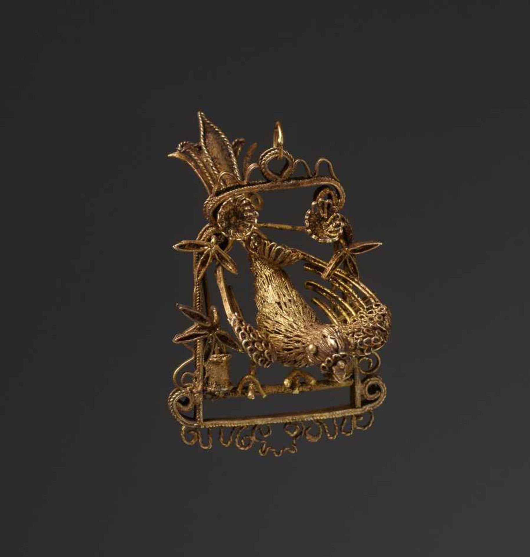 PHÖNIX AUF STANGE Gold, China. Qing (1644 – 1911), möglicherweise älterRein theoretisch könnte es - Image 3 of 4