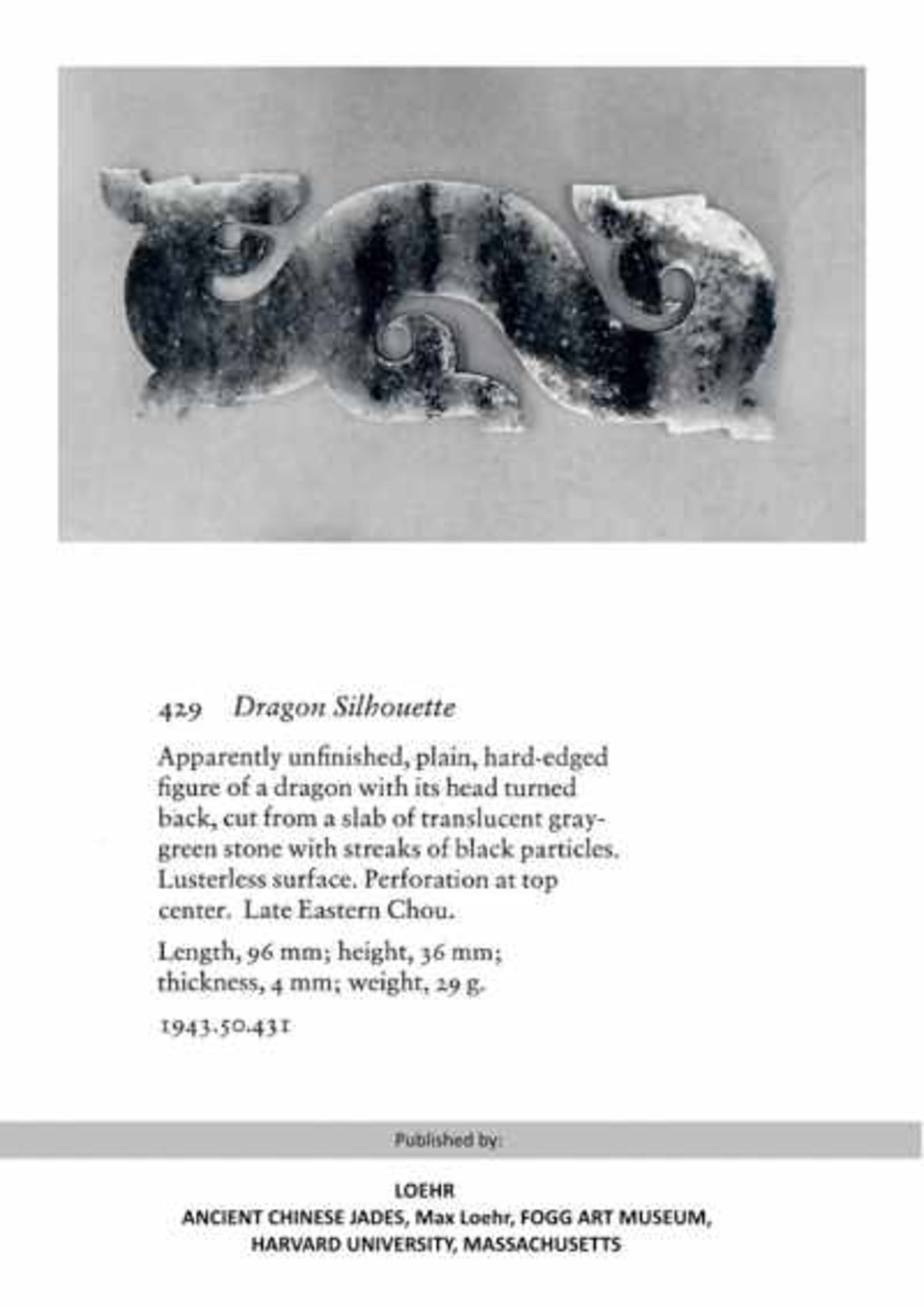 WEISSER KUILONG-DRACHE ALS AMULETT夔龍形玉雕護身符。中國，東周代，公元前5世紀。寬10.5厘米，厚約0.3厘米。維也納私人舊藏。Bezeichnend für - Bild 3 aus 11