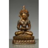 DER BUDDHA DES LANGEN LEBENS AMITAYUS Bronze mit Lackvergoldung, Tibet. 18. Jh.Amitayus ist eine