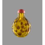 A ‘TORTOISESHELL’ GLASS SNUFF BOTTLE, POSSIBLY IMPERIAL GLASS WORKSHOPS BEIJING Splashes of dark