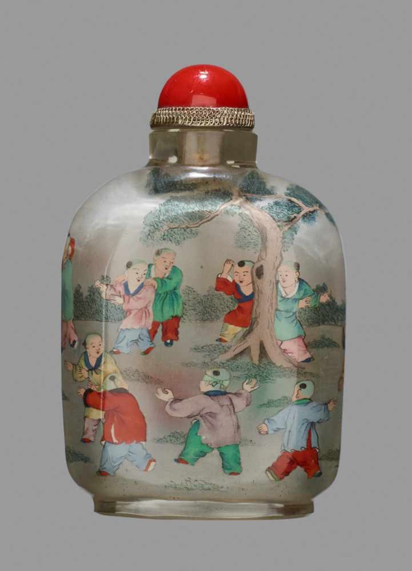 AN INSIDE-PAINTED ‘BOYS AT PLAY’ CRYSTAL SNUFF BOTTLE, SIGNED YE ZHONGSAN, BEIJING Rock crystal, - Image 2 of 6