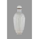 AN INSCRIBED WHITE JADE MUGHAL STYLE SNUFF BOTTLE White nephrite with greyish streaks, good even