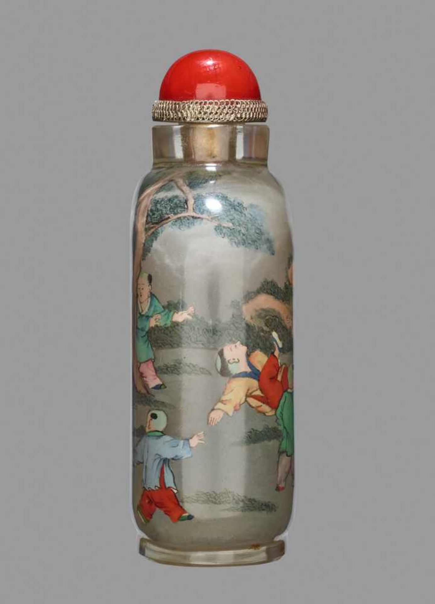 AN INSIDE-PAINTED ‘BOYS AT PLAY’ CRYSTAL SNUFF BOTTLE, SIGNED YE ZHONGSAN, BEIJING Rock crystal, - Image 4 of 6