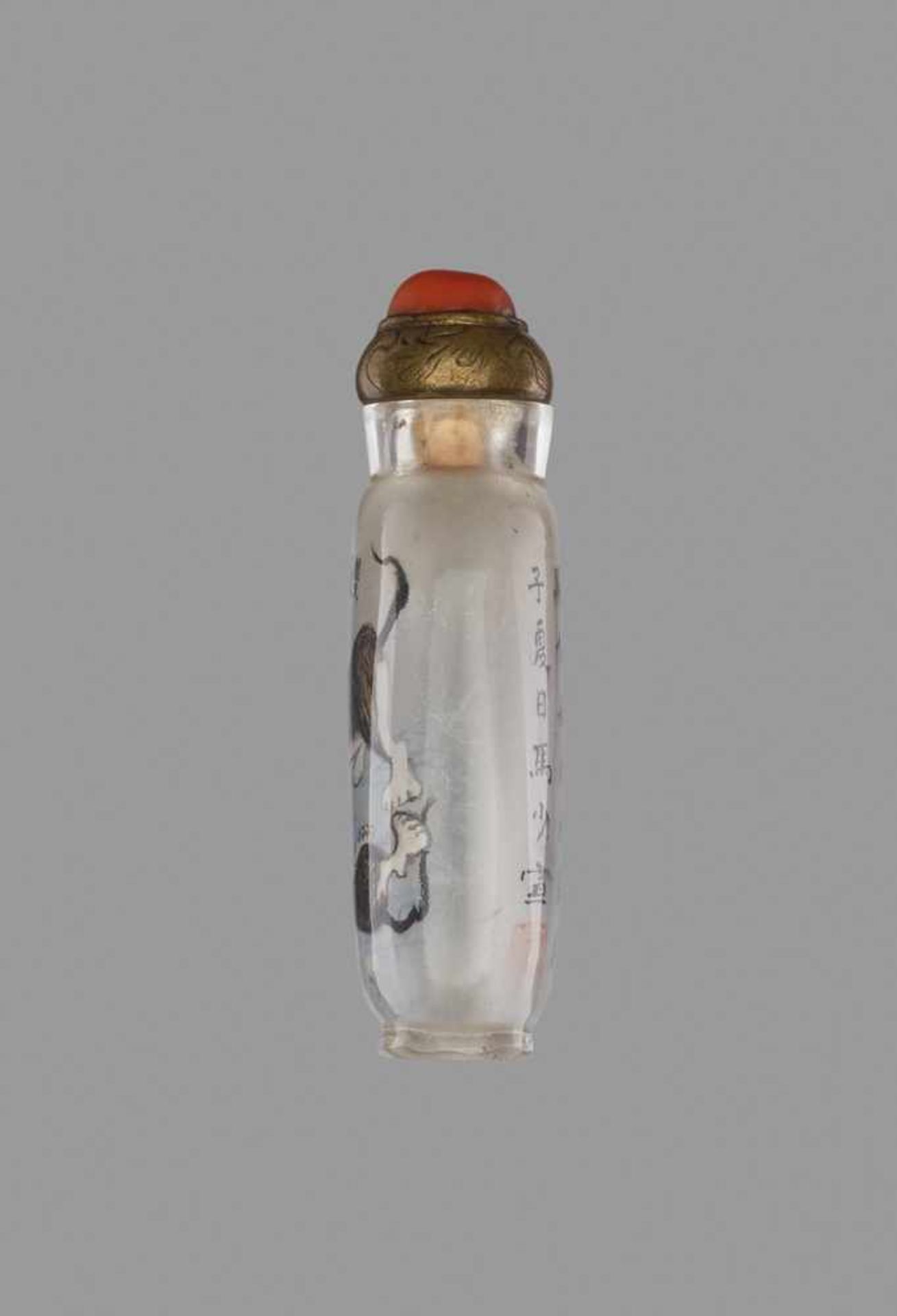 A RARE INSIDE-PAINTED MINIATURE GLASS ‘PLAYING CATS’ SNUFF BOTTLE, MA SHAOXUAN(the smaller companion - Image 3 of 6