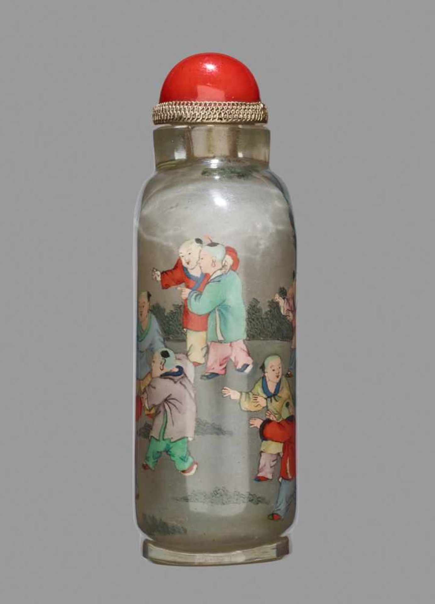 AN INSIDE-PAINTED ‘BOYS AT PLAY’ CRYSTAL SNUFF BOTTLE, SIGNED YE ZHONGSAN, BEIJING Rock crystal, - Image 3 of 6