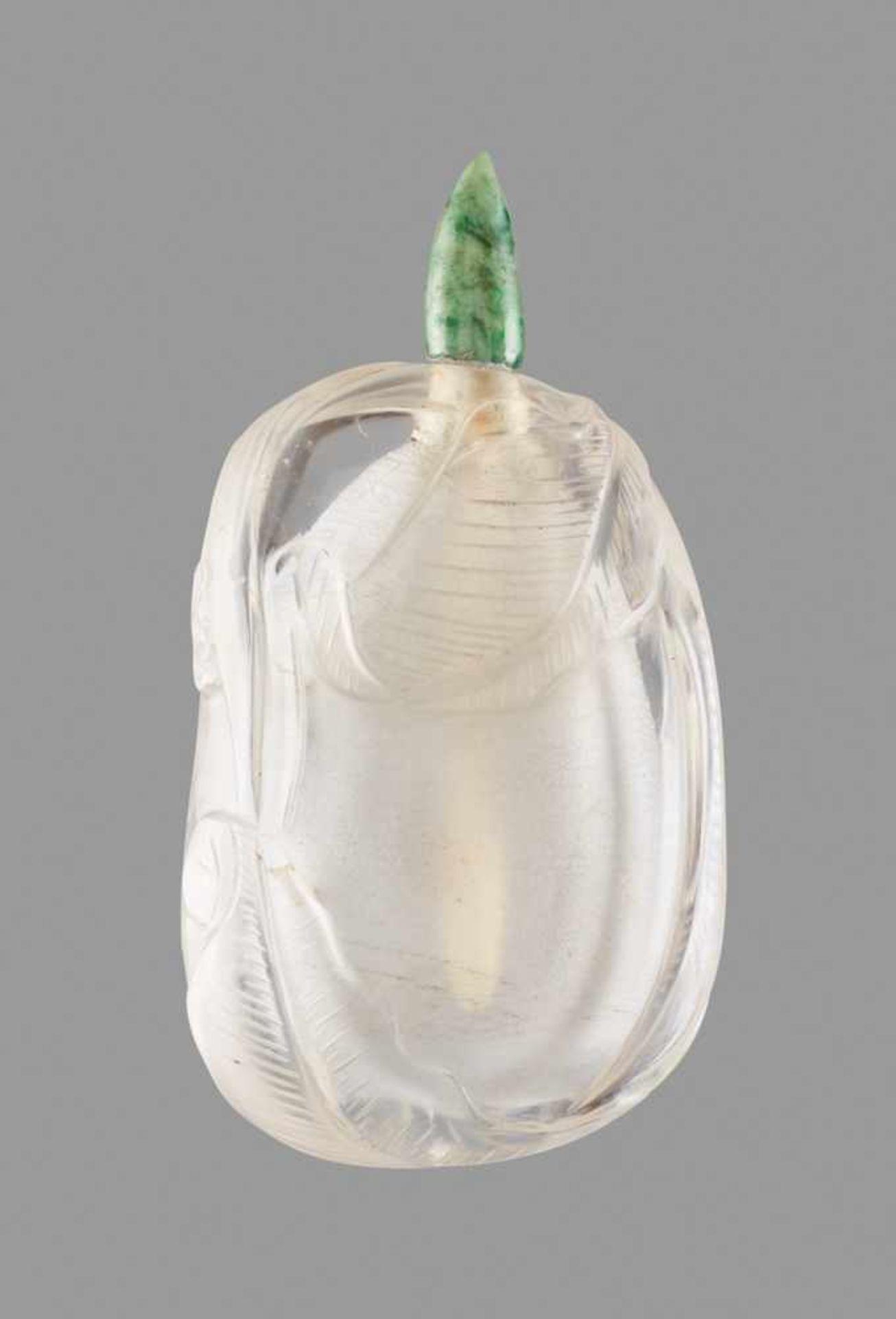 A CRYSTAL 'GOURD AND VINE' SNUFF BOTTLE, EARLY 19TH CENTURY Rock crystal of pure translucent