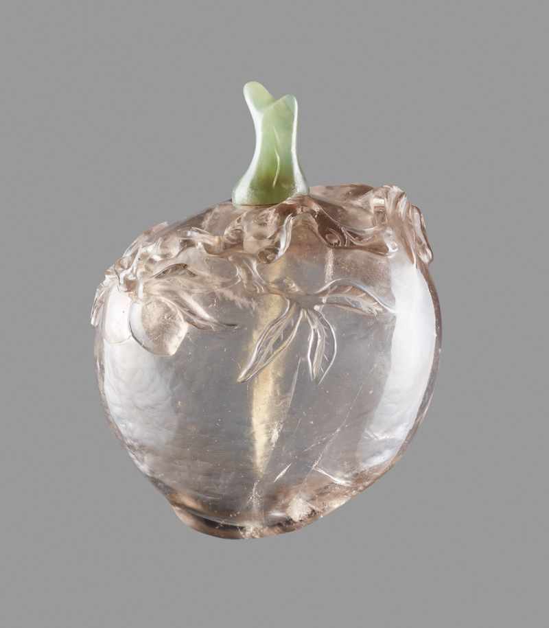 A SMOKEY CRYSTAL 'PEACH' SNUFF BOTTLE, 1740-1880 Smokey crystal, the translucent stone of elegant