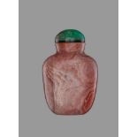 A MINIATURE BANDED DUSKY-PINK AGATE SNUFF BOTTLE, QING DYNASTY Banded agate of dusky-pink