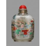 AN INSIDE-PAINTED ‘BOYS AT PLAY’ CRYSTAL SNUFF BOTTLE, SIGNED YE ZHONGSAN, BEIJING Rock crystal,