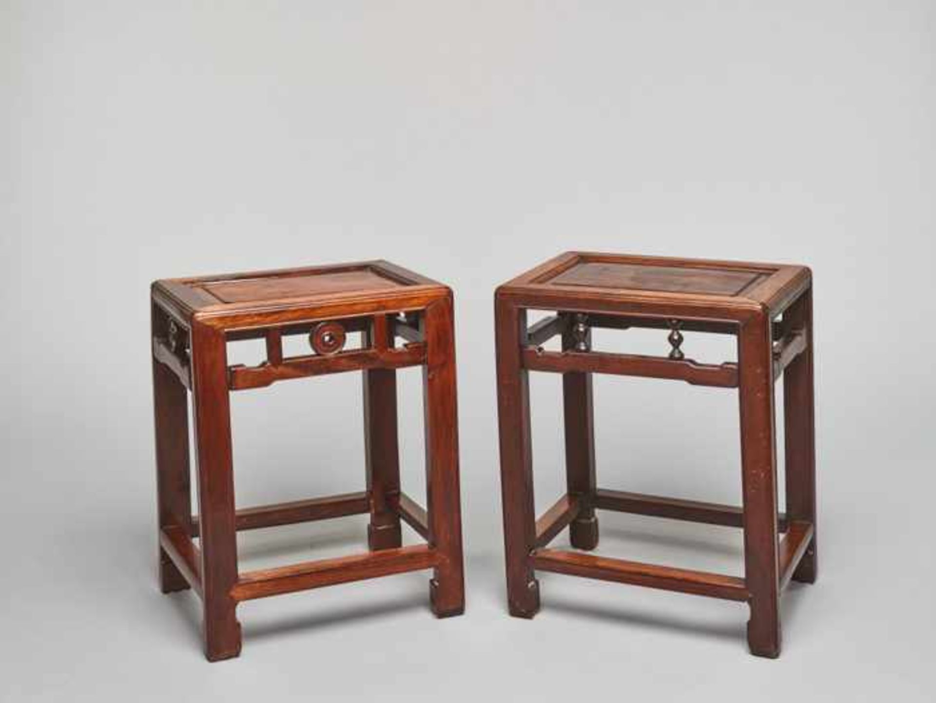 A PAIR OF HONGMU ROSEWOOD SIDE TABLES, 19TH CENTURY Carved of Hongmu rosewood with an intense, - Image 4 of 4