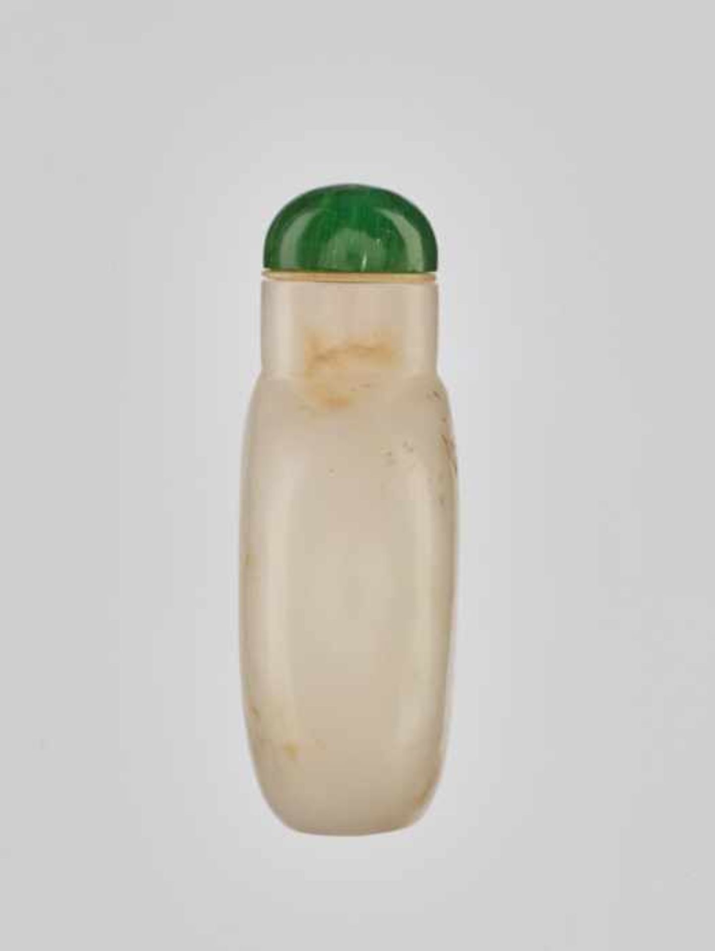 A PLAIN WHITE AND RUSSET CALCITE BOTTLE, 1780-1860 Opaque white calcite with russet streaks and - Image 4 of 6
