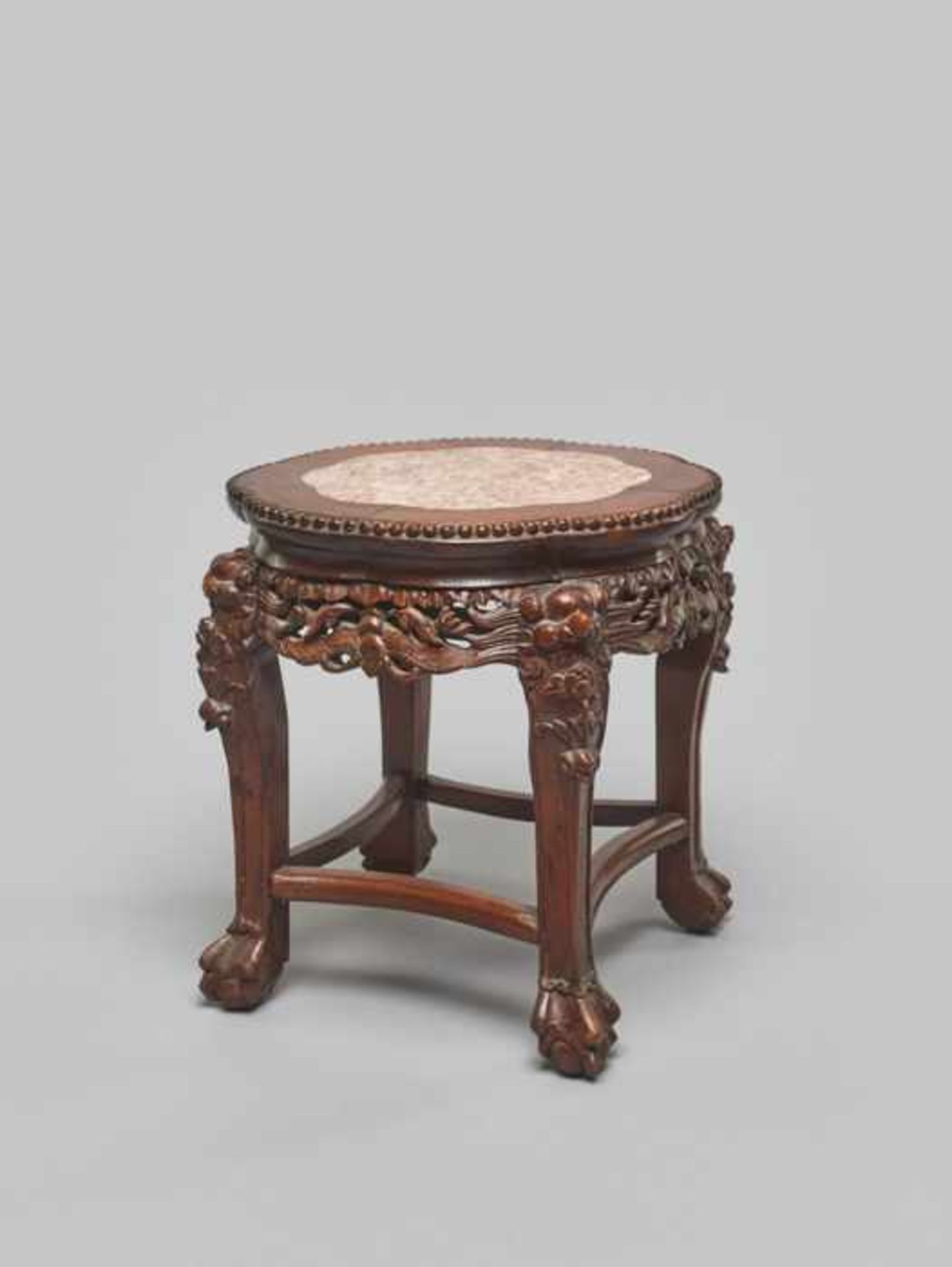 A YU MU ELMWOOD LOW SIDE TABLE WITH A MARBLE TABLETOP, QING DYNASTY Ulmus parvifolia, commonly known - Image 4 of 5