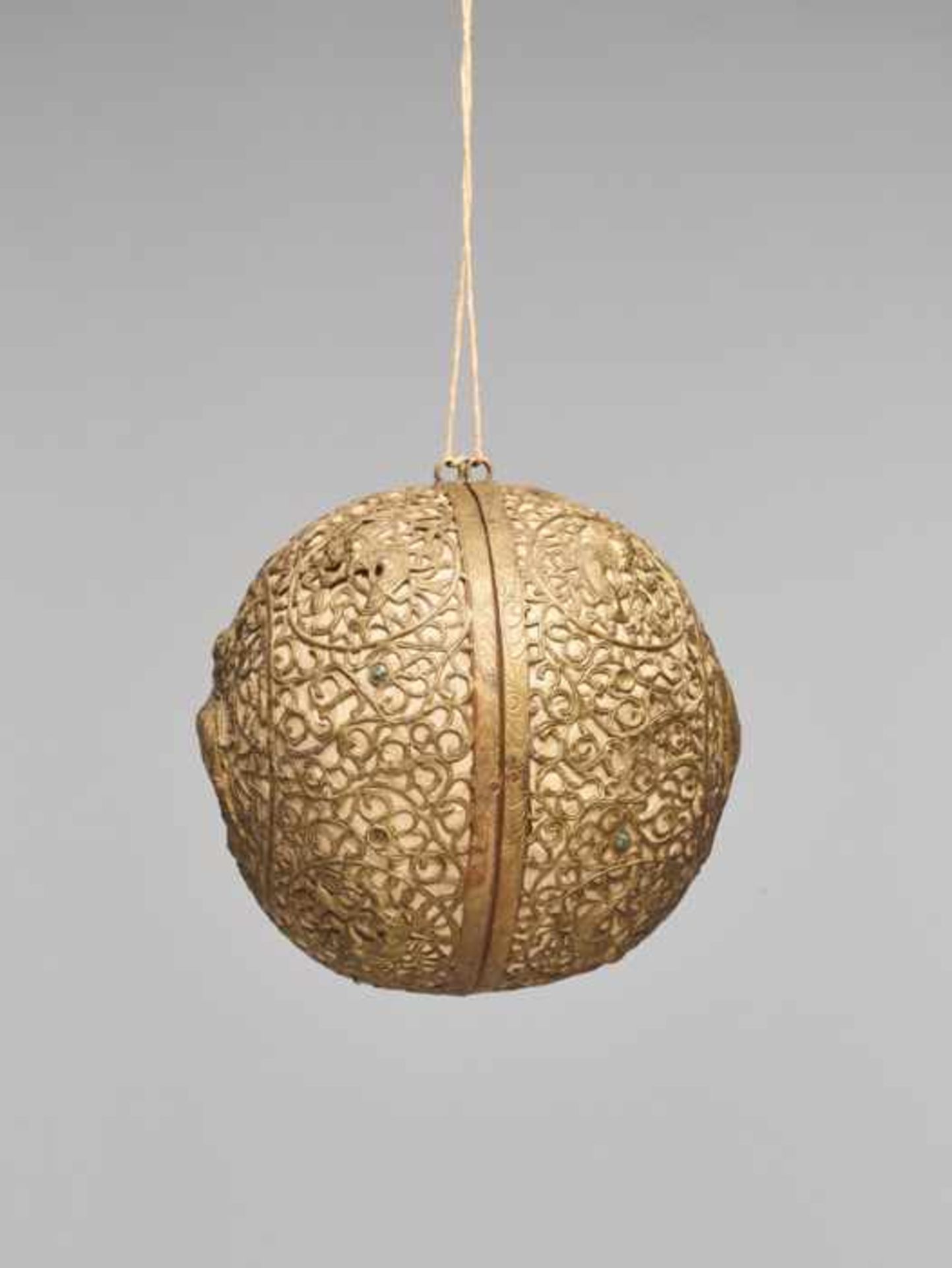 A GLOBULAR “QILIN” BRASS LANTERN, QING DYNASTY Embossed, incised and cut thin sheet brass. - Image 3 of 5