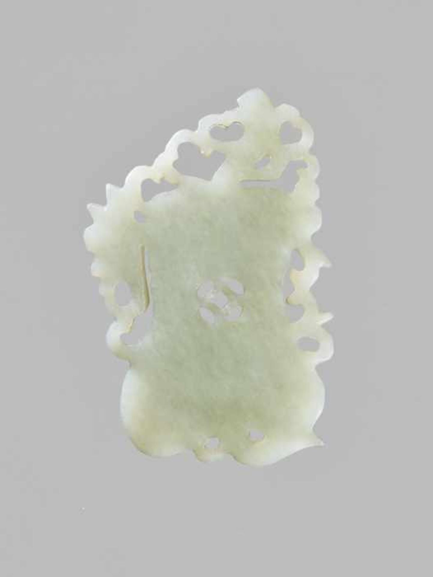 A WHITE JADE ‘GOURD’ PENDANT, QING DYNASTY Semi-translucent celadon-white jadeite. China, late - Image 2 of 4