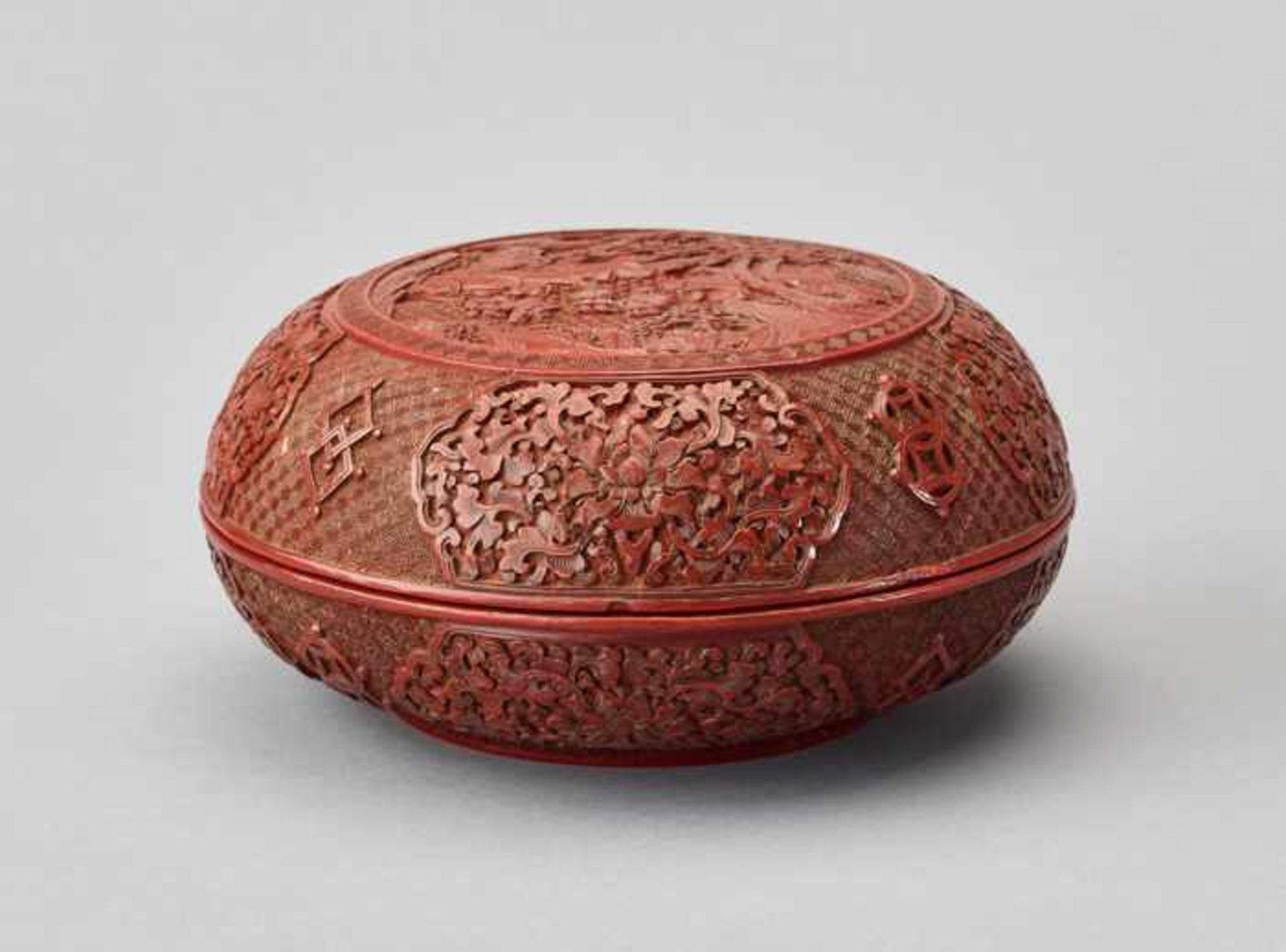 A ‘SCHOLARS AND PUPILS’ CINNABAR LACQUER BOX, 17th-18th CENTURY Massive and heavy cast metal box - Image 2 of 7