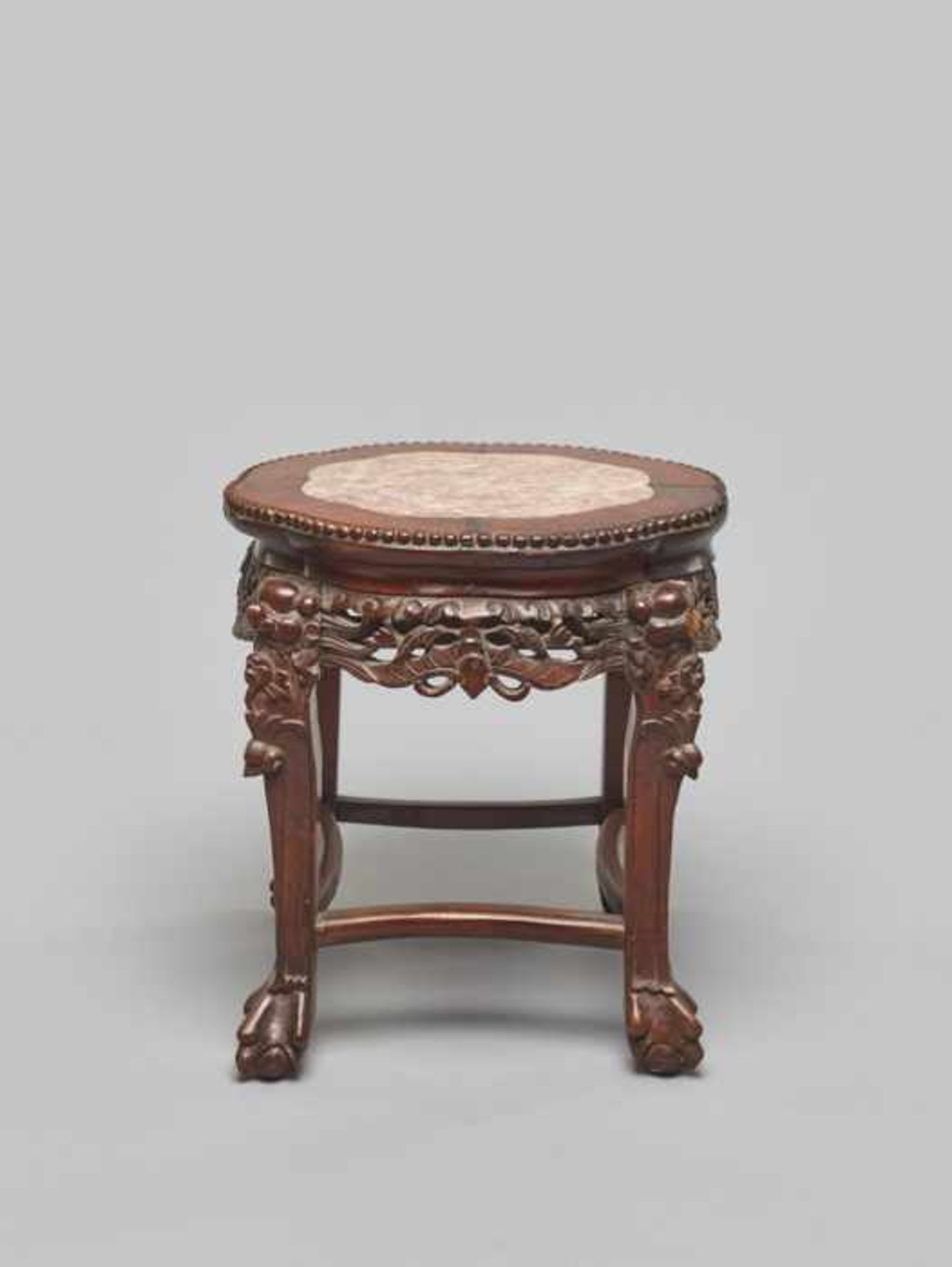 A YU MU ELMWOOD LOW SIDE TABLE WITH A MARBLE TABLETOP, QING DYNASTY Ulmus parvifolia, commonly known - Image 3 of 5