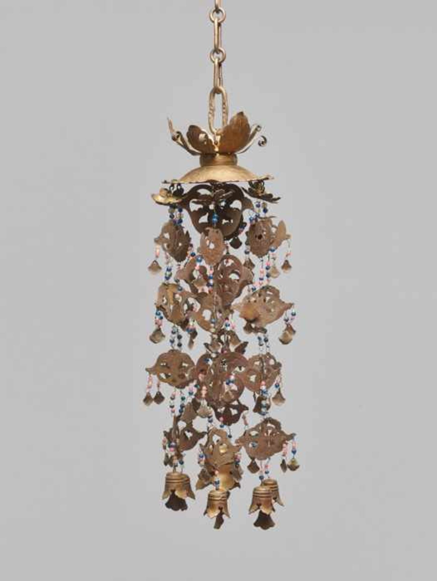 A BUDDHIST TEMPLE CARILLON, LATER QING DYNASTY Sheet bronze. Cast, cut and incised. Original glass - Image 3 of 4