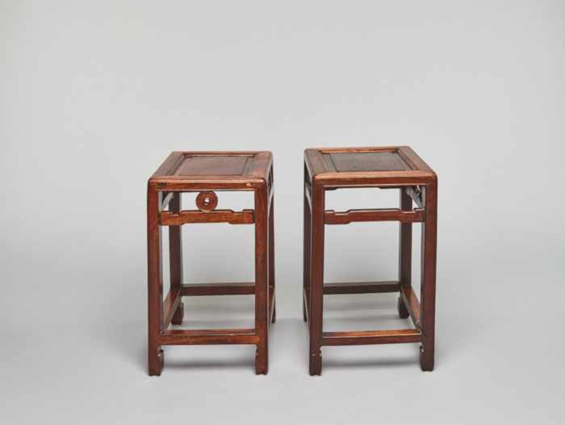 A PAIR OF HONGMU ROSEWOOD SIDE TABLES, 19TH CENTURY Carved of Hongmu rosewood with an intense, - Image 3 of 4