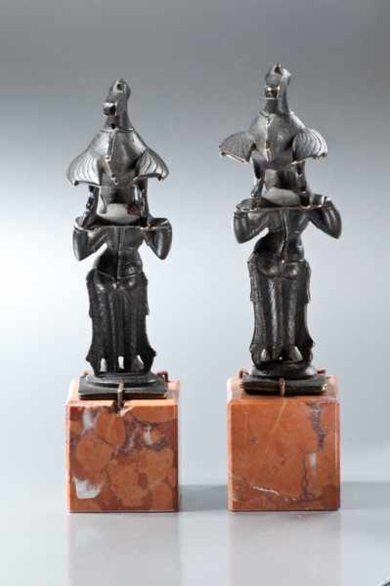 TWO SMALL, INDIAN BRONZES Bronze. Southern India, 19th cent.An unusual depiction of two young, - Image 3 of 7