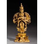 THOUSAND-ARMED LOKESHVARA Fire-gilded bronze. Ladakh, in the style of 18th cent.While this