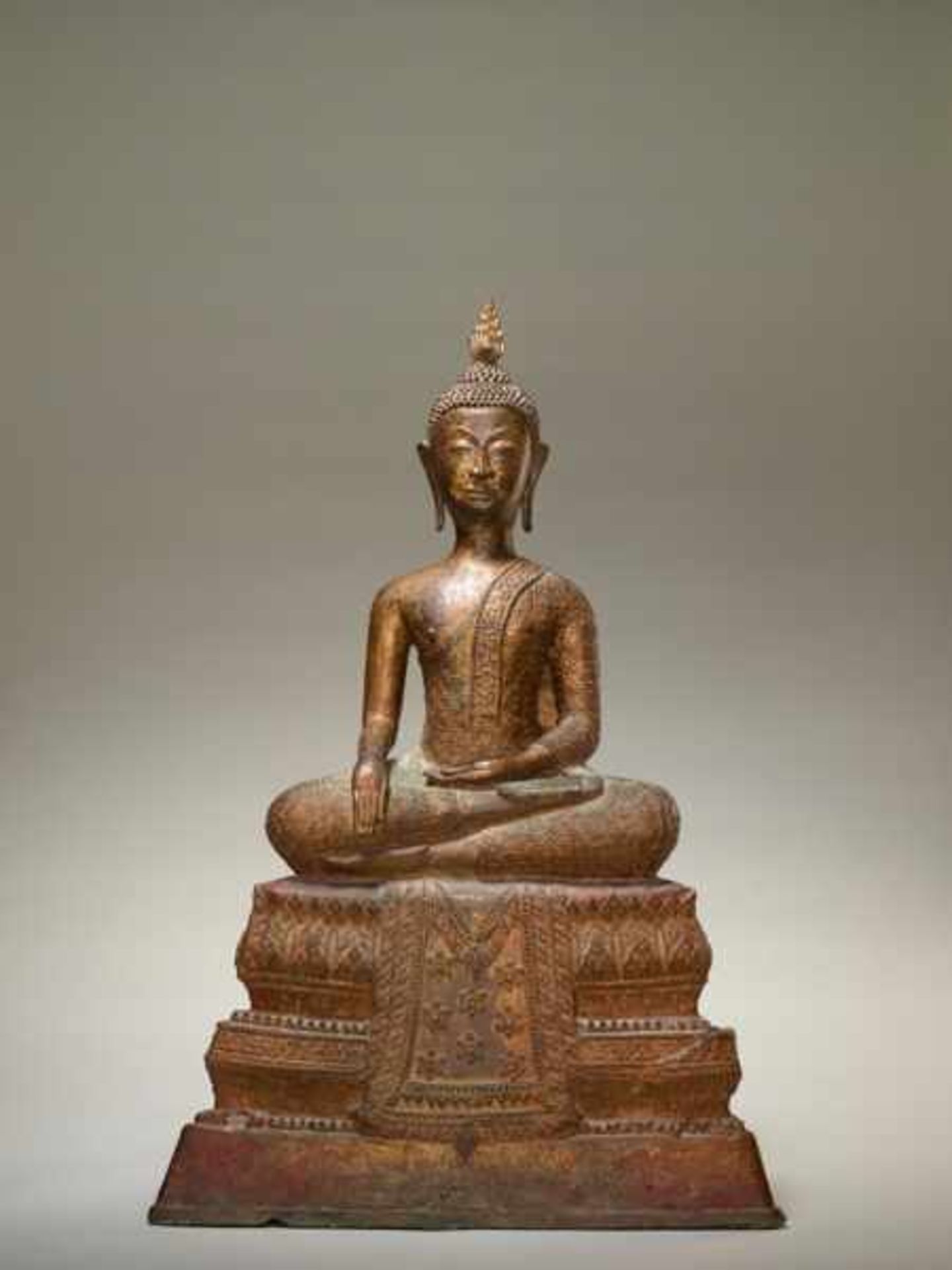 BUDDHA MARAVIJAYA Bronze with gold-plating. Thailand, Ratanakosin, late 18th cent. to first half