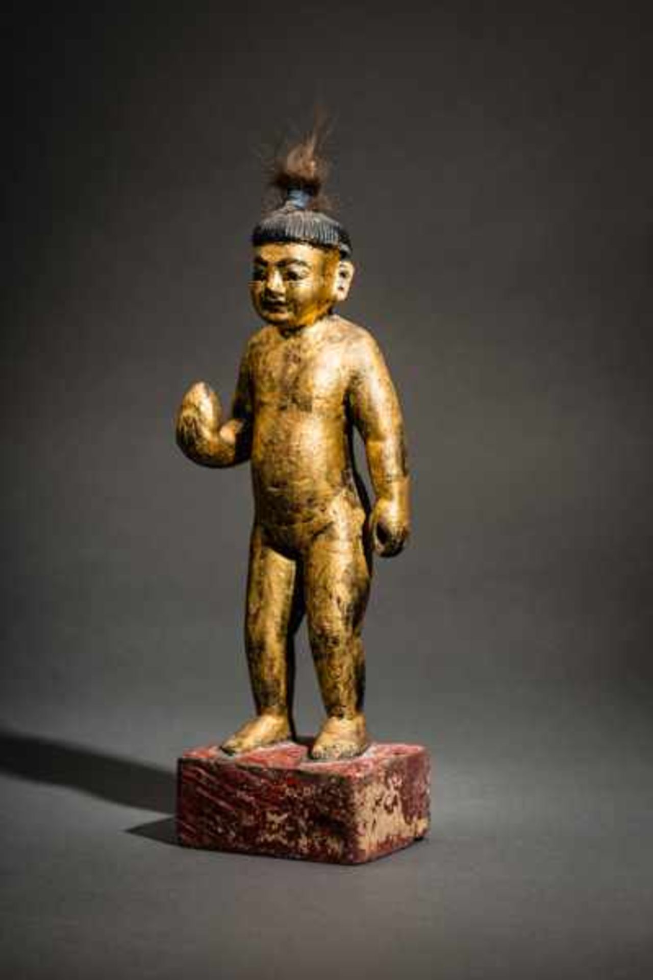 THEATER FIGURE Wood, painted, gilding. Burma, 20th cent.Naked, standing girl, although the painted - Image 3 of 7