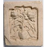 800 YEAR-OLD FRIEZE Terracotta. China, Jin (1115-1234)Recessed relief of a vase with flowers. Highly