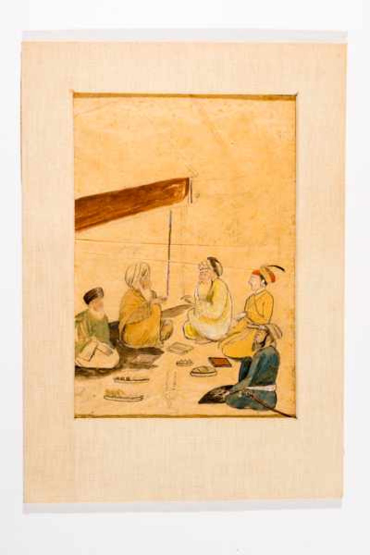 NOBLE AND MULLAS CONVERSING Paint on paper. India, late 18th cent.This colorful sketch in Mogul - Image 2 of 2