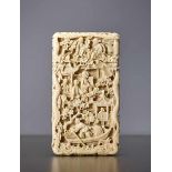 BUSINESS CARD CASE Ivory. China, late Qing dynasty (1644-1911)Rectangular form, the intricately