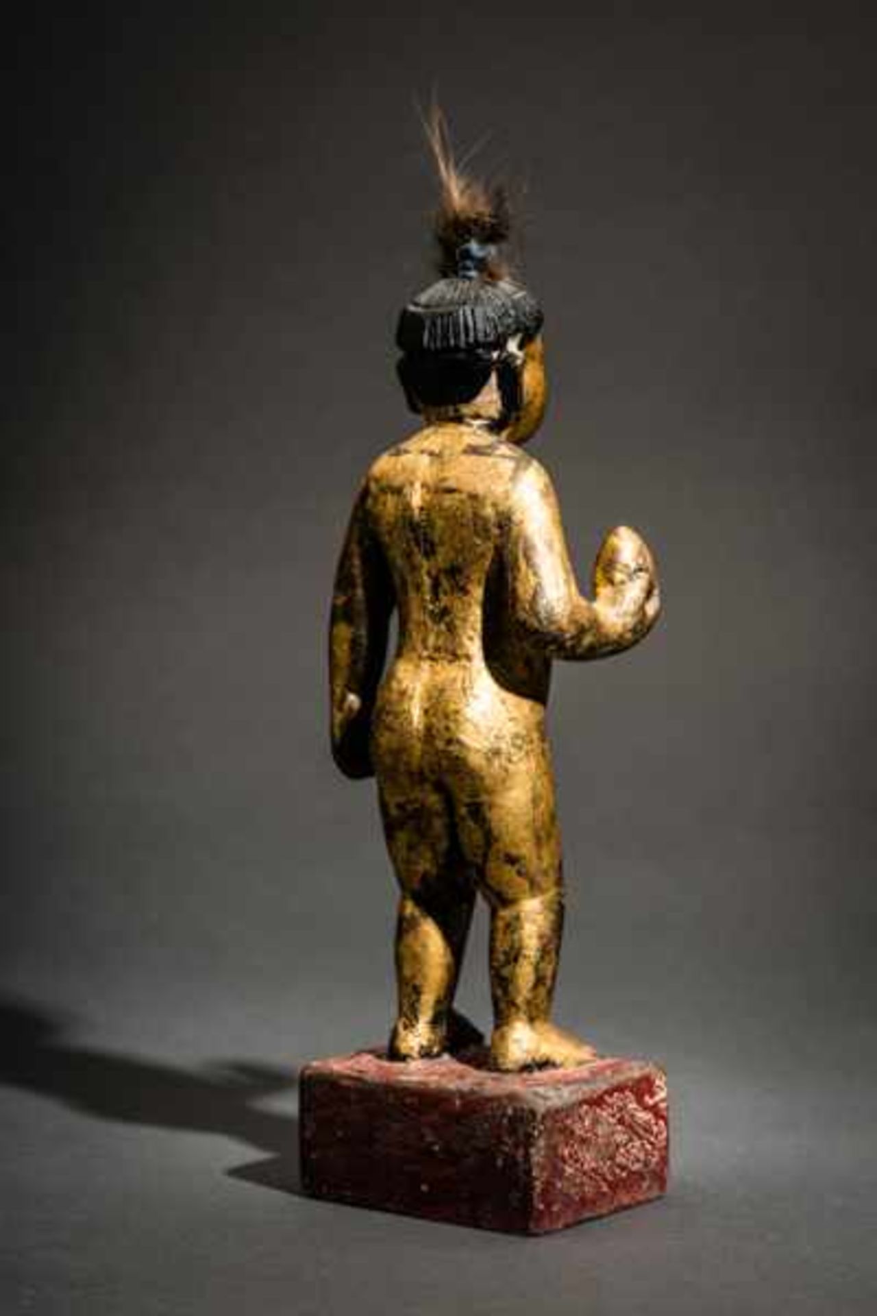 THEATER FIGURE Wood, painted, gilding. Burma, 20th cent.Naked, standing girl, although the painted - Image 4 of 7