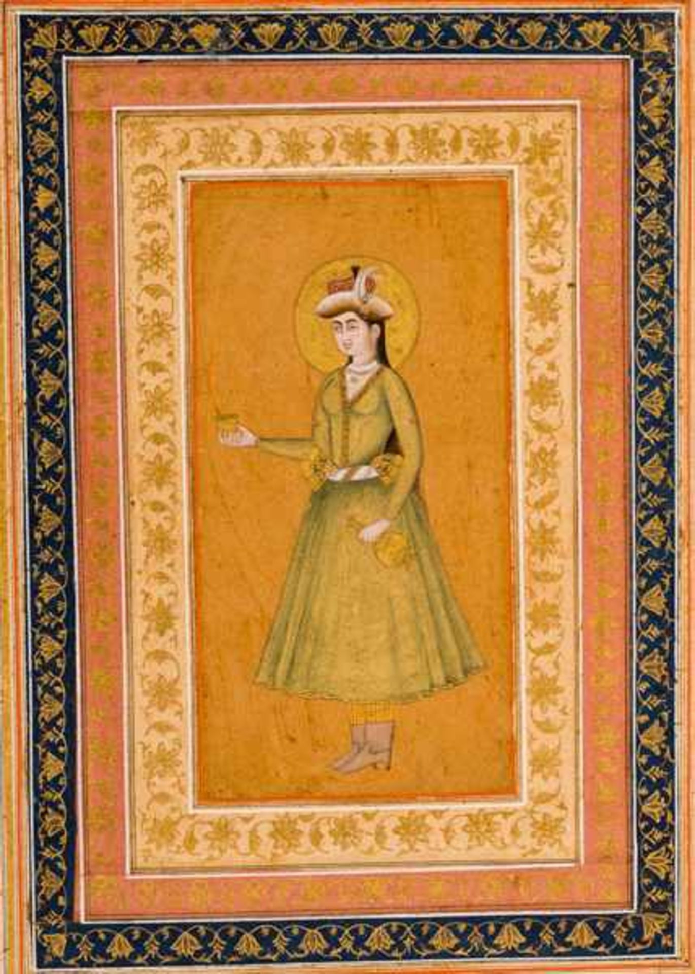 PRINCESS IN CAUCASIAN COURTLY CLOTHING Pain and gold on paper. India, possibly Lucknow, late 18th to