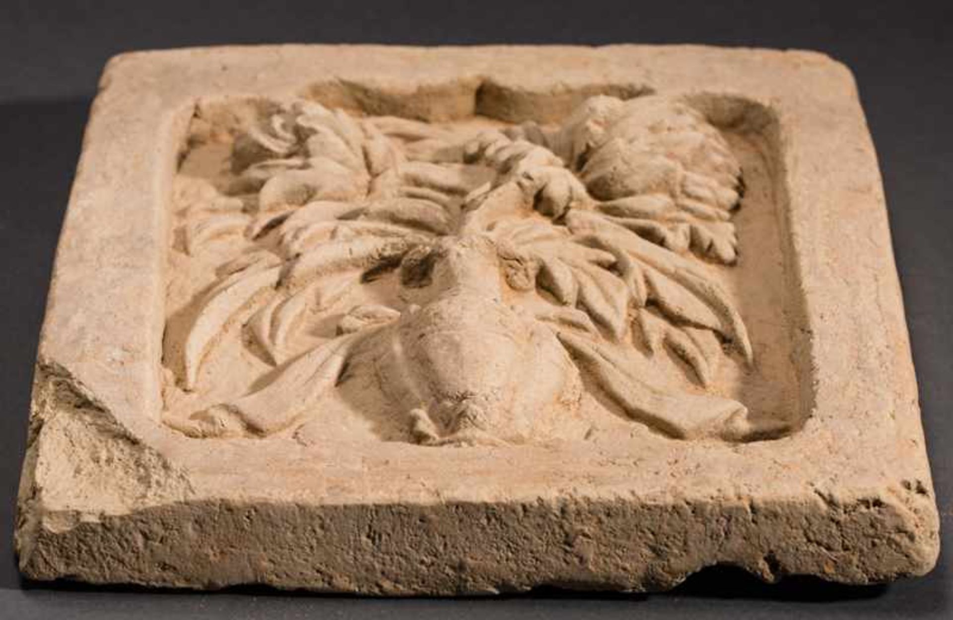 800 YEAR-OLD FRIEZE Terracotta. China, Jin (1115-1234)Recessed relief of a vase with flowers. Highly - Image 4 of 4