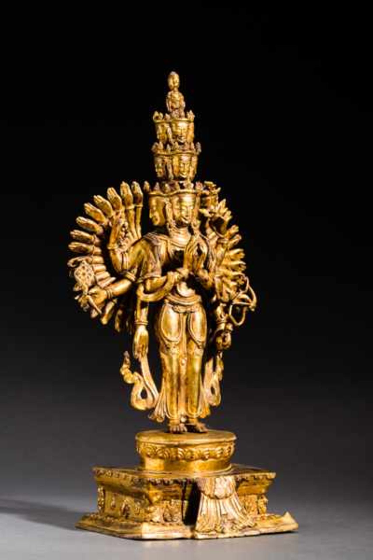 THOUSAND-ARMED LOKESHVARA Fire-gilded bronze. Ladakh, in the style of 18th cent.While this - Image 3 of 5