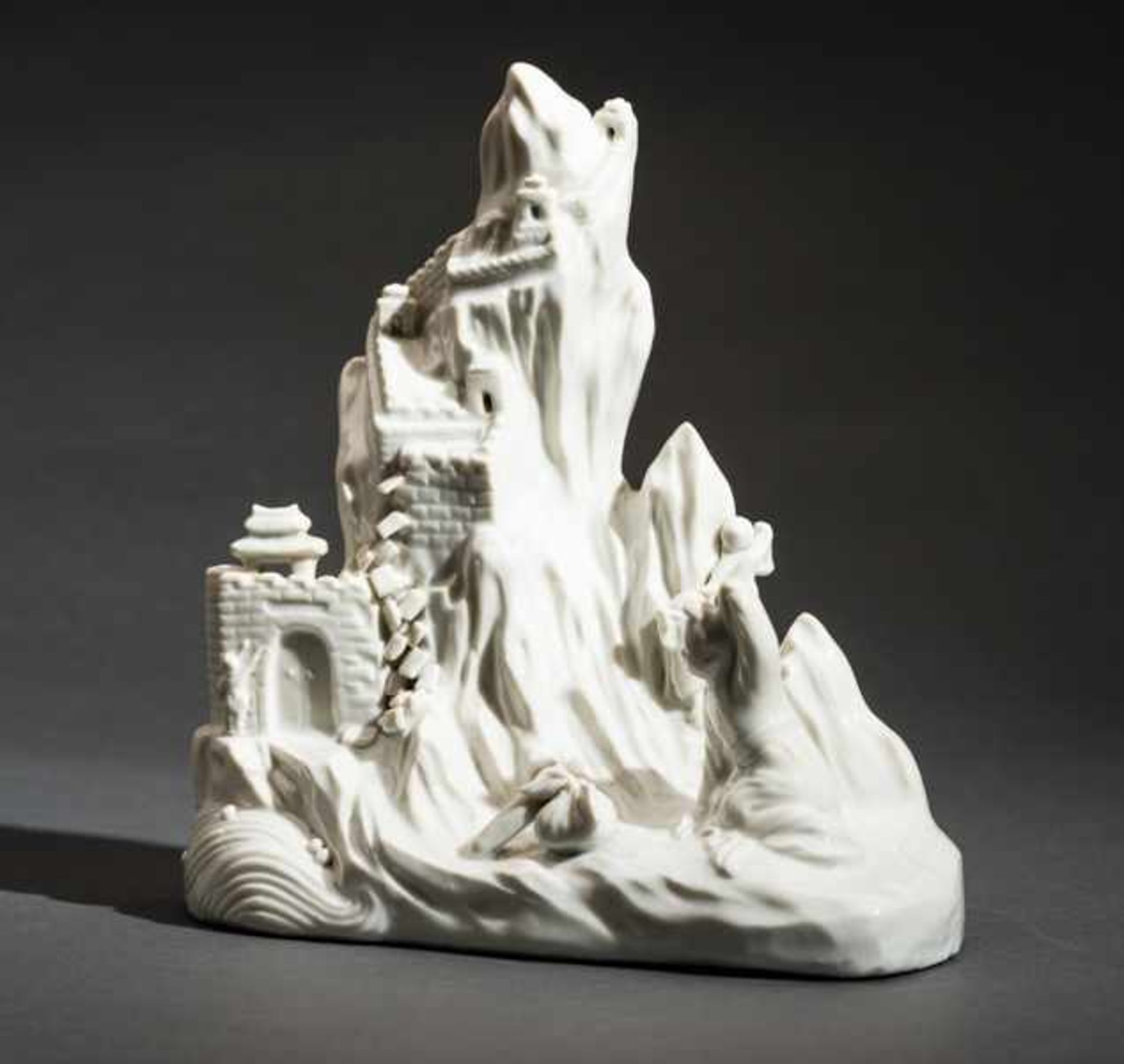 TALL CRAG WITH FORTRESS Blanc de Chine-porcelain. China, Qing (1644-1911)A very unusual Blanc de - Image 2 of 5
