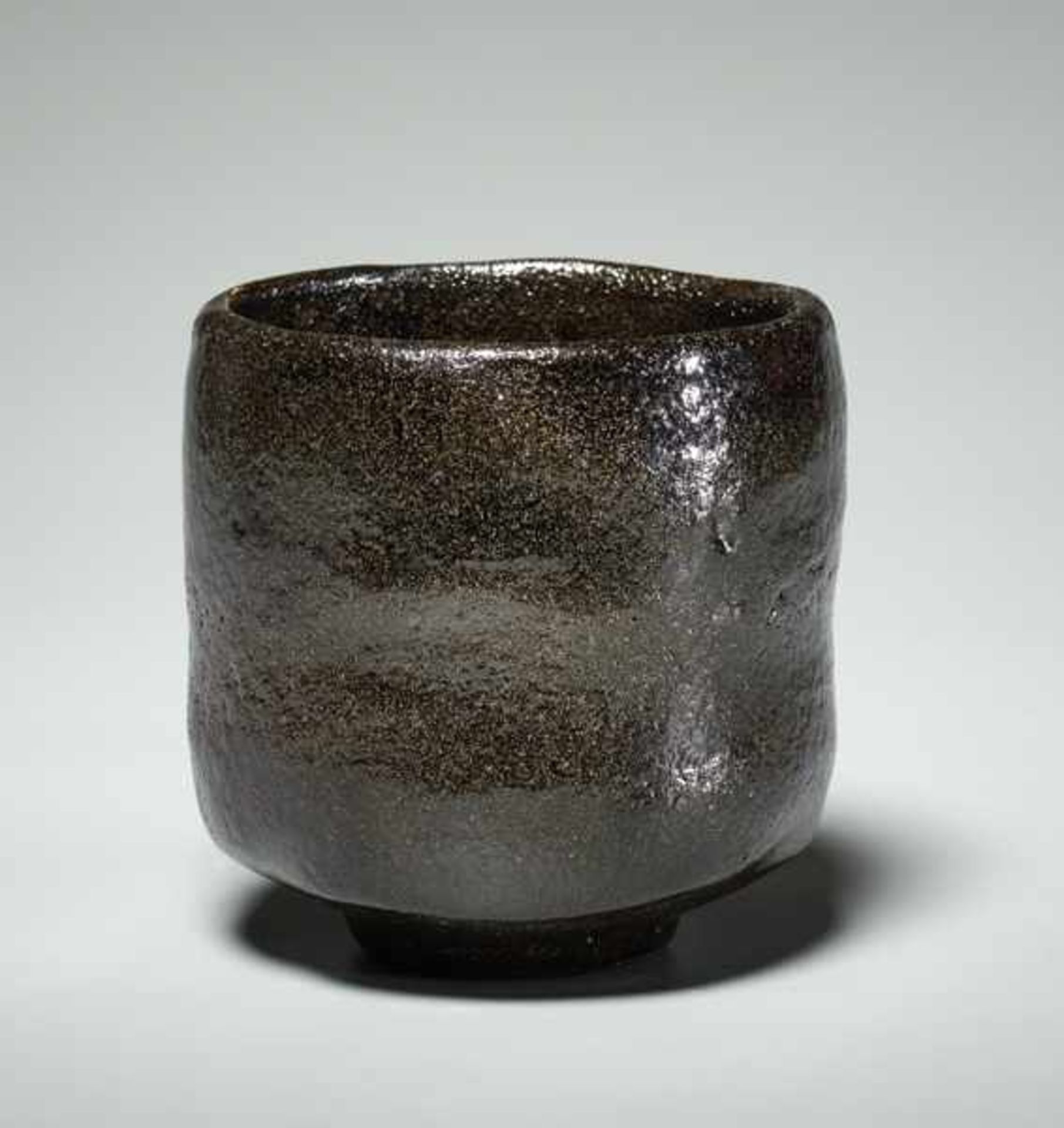 CHAWAN Glazed Raku ceramic. Japan, ca. Meiji and laterStraight-sided cup with light indentation, - Image 3 of 6