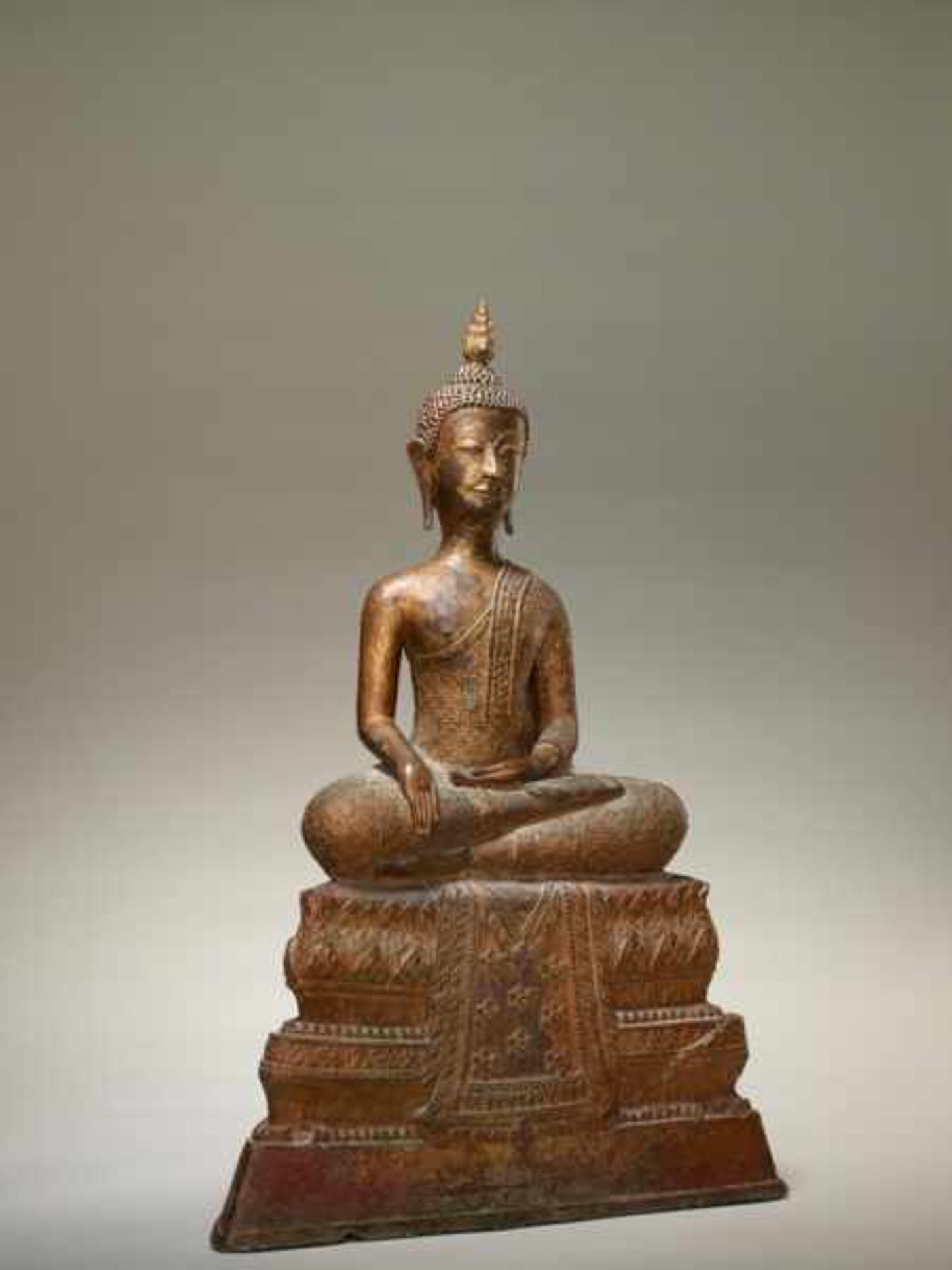 BUDDHA MARAVIJAYA Bronze with gold-plating. Thailand, Ratanakosin, late 18th cent. to first half - Image 3 of 6