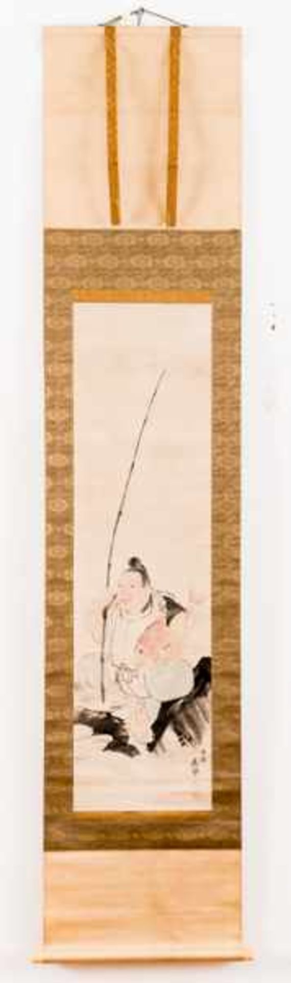 MARUYAMA OKYO (1735 – 1795): LUCKY GOD EBISU WITH CARP Ink and pain on silk. Japan, 18th cent.Ebisu,