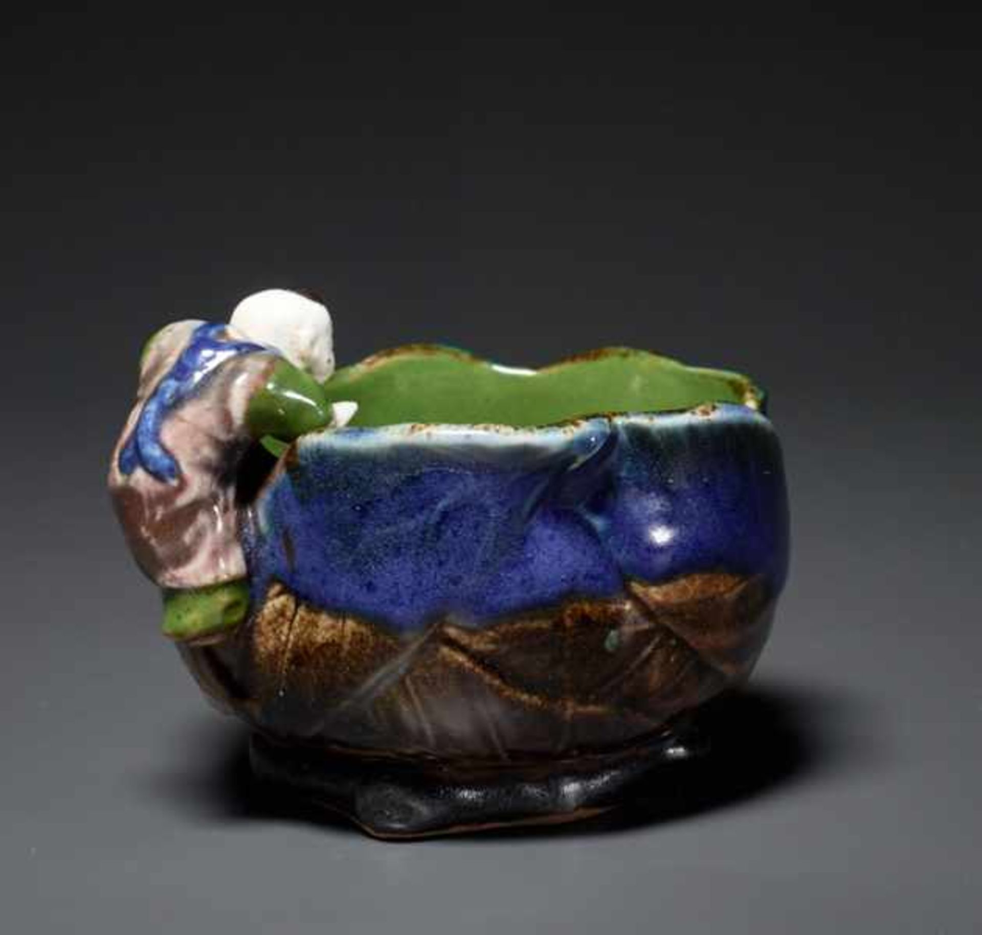 CHAWAN Glazed ceramic. Japan, ca. MeijiIdiosyncratic and absolutely unique vessel with partially - Image 3 of 5