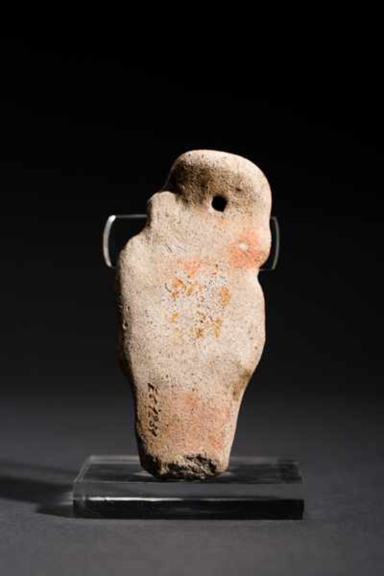 MALE AMULET-FIGURE Terracotta. La Tolita, ca. 200 ante to 200Largely formed facial features, - Image 3 of 3