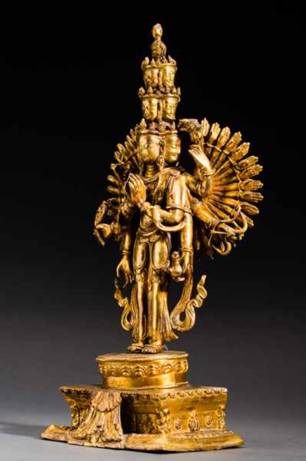 THOUSAND-ARMED LOKESHVARA Fire-gilded bronze. Ladakh, in the style of 18th cent.While this - Image 2 of 5