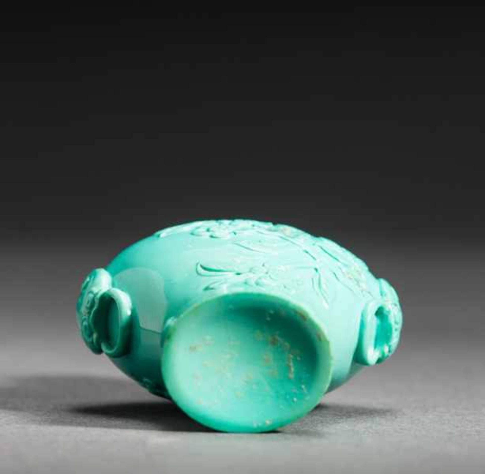 PLUM BLOSSOMS AND BIRD Turquoise. Stopper: hemispherical turquoise with small knob; short, ivory - Image 5 of 7