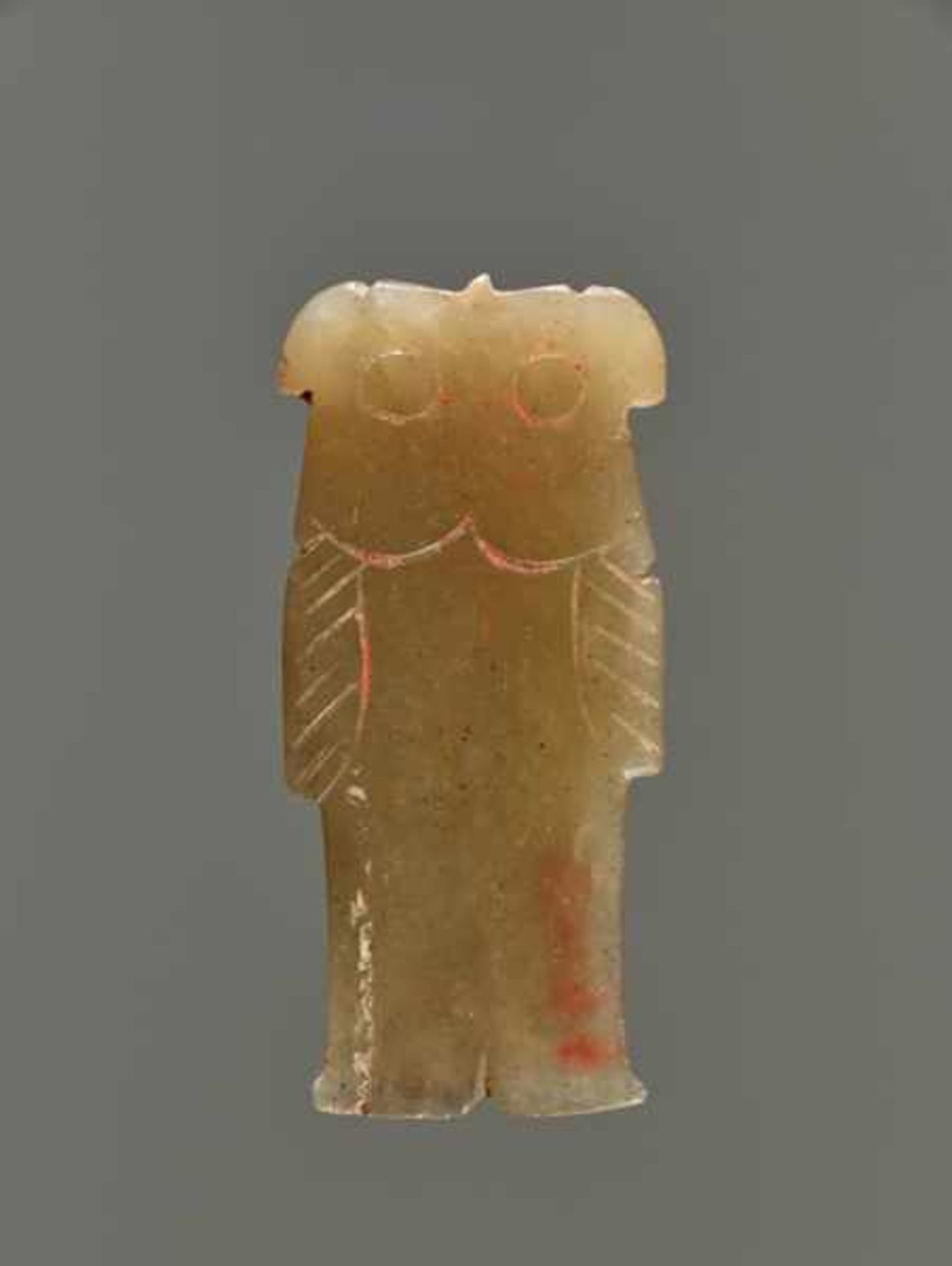 CICADA CHAN Jade. China, Shang dynasty, 1600 - 1100 BCA small jade amulet depicting a cicada, from