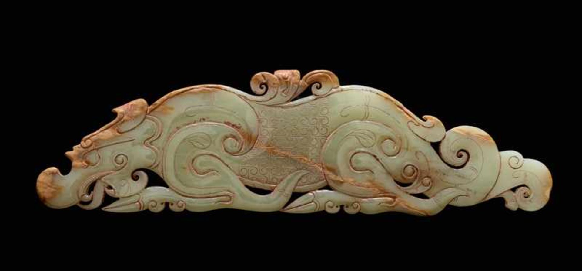 DRAGON LONG Jade. China, late eastern Zhou, early Western Han, 3rd - 2nd century BCA particularly