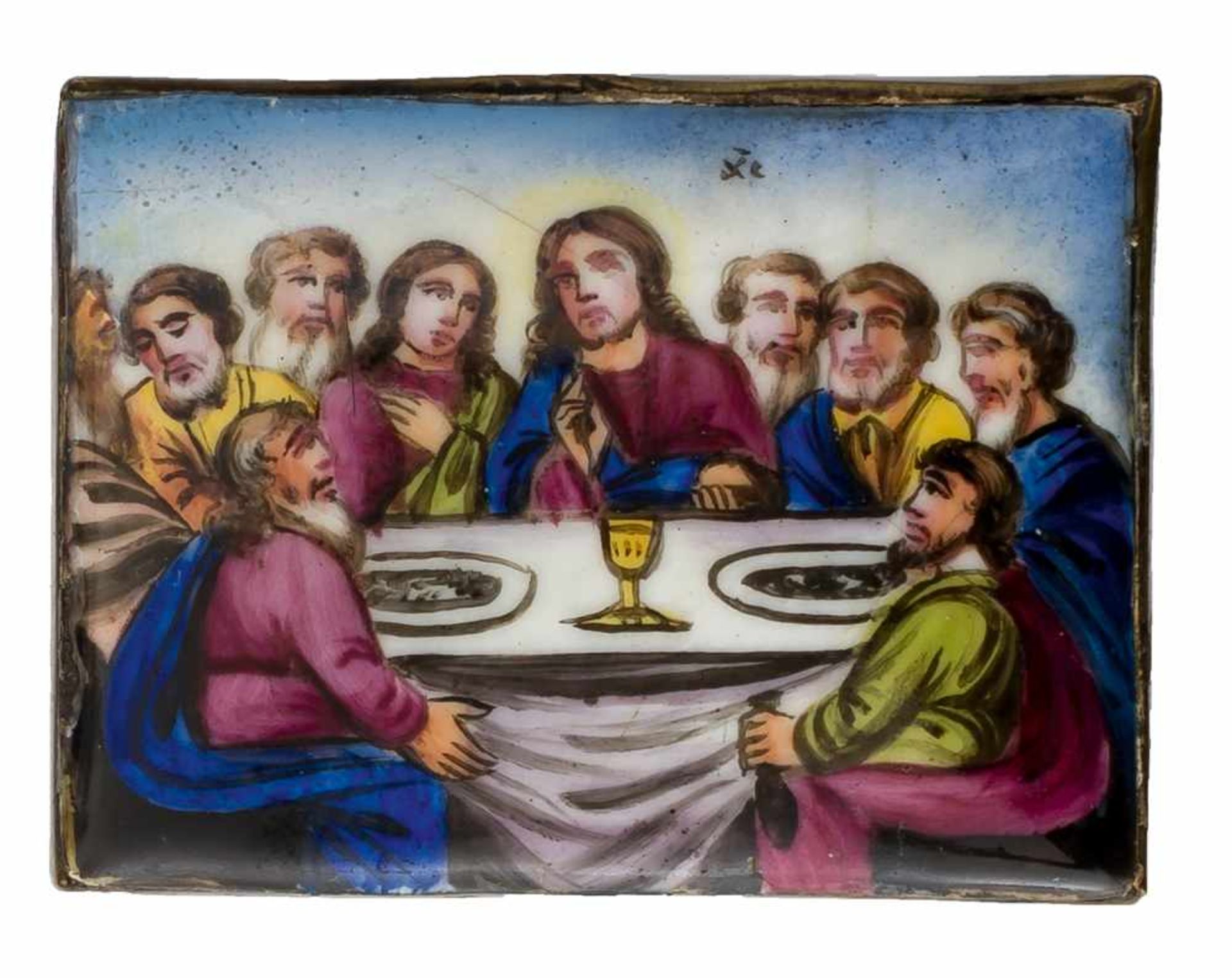 *Abendmahl Jesu Russisches Finifti (Rostov), 19. Jh. 7 x 5,3 cm Provenienz: Norddeutsche